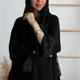 عباية كريب ملكي بتطريز أسود على الجوانب والأكمام ( عباية سارة) 