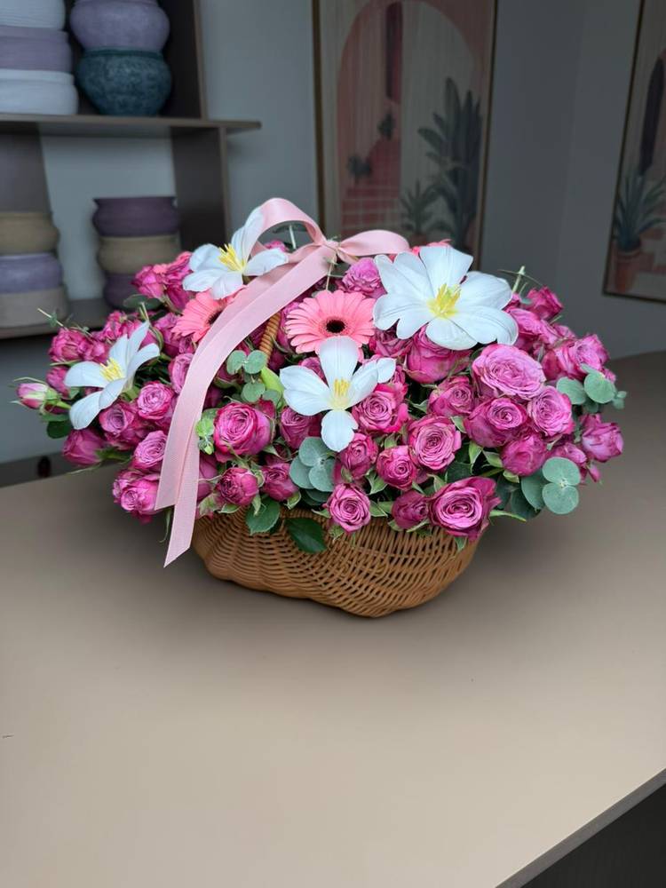 Pink Rose Basket