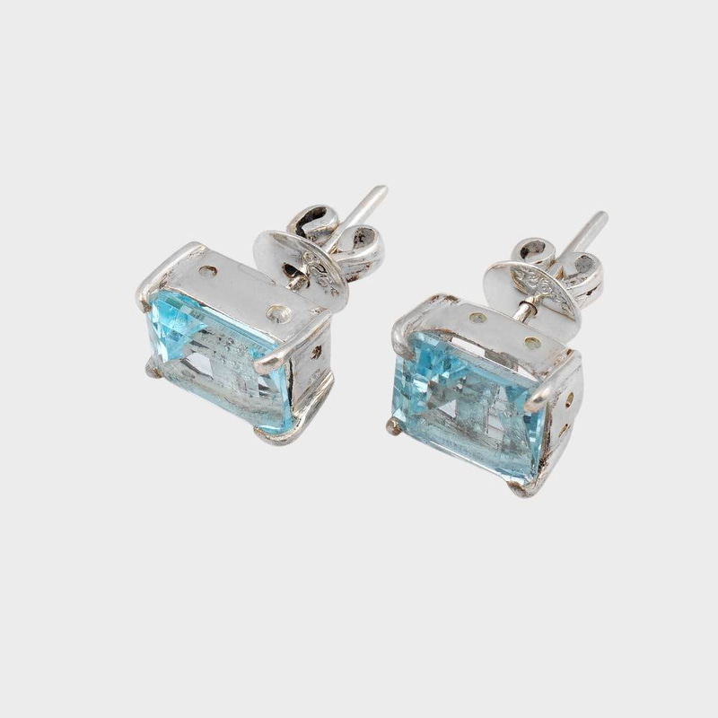 حلق فضة من حجر التوباز الطبيعي 