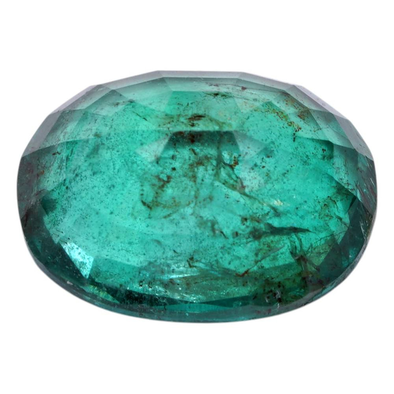 حجر زمرد طبيعي معالج زيت  (Natural Emerald) بوزن 2.53 قيراط - قص بيضاوي مع شهادة فحص معتمدة