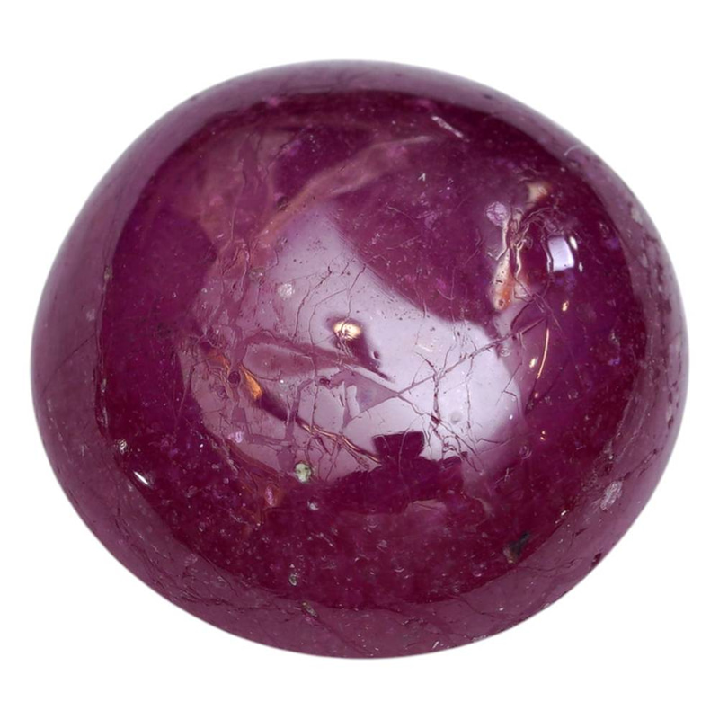  معالج باحراره ياقوت طبيعي (Natural Ruby) بوزن 4.64 قيراط - قص كابوشون دائري مع شهادة فحص.