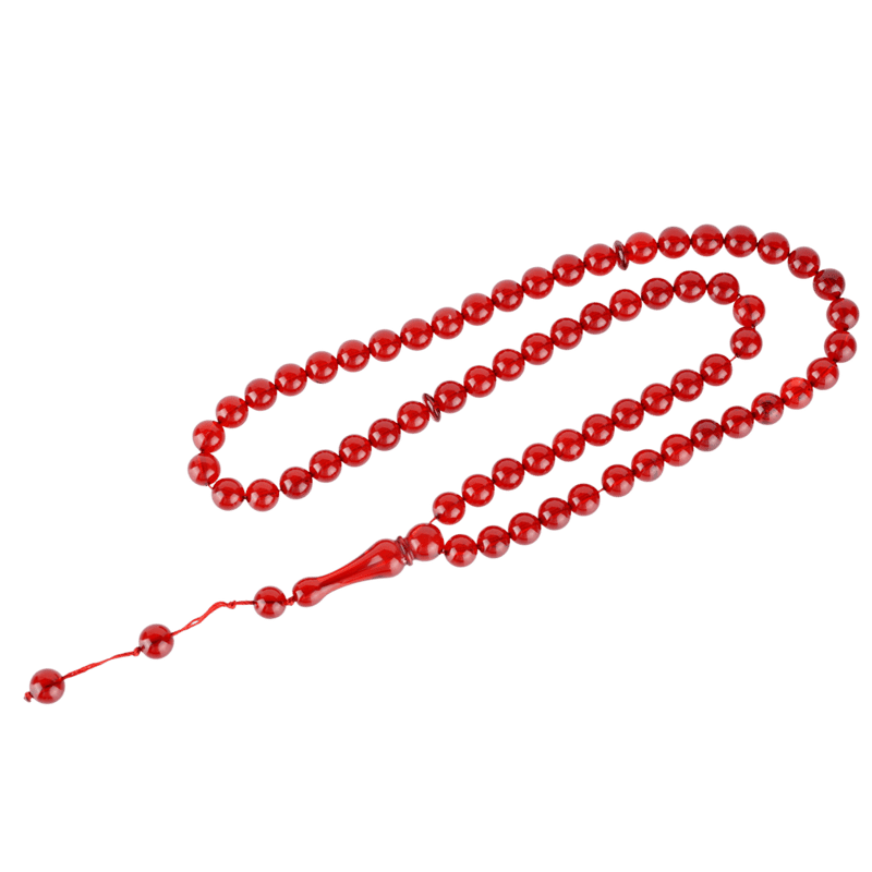 Natural Amber Tasbih with Enhanced Red Color – Elegant Baltic Amber Design