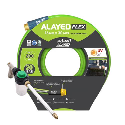 GARDEN & WATER Hose With Coupling 16 mm 30 Meter with super Power Jet Soap
