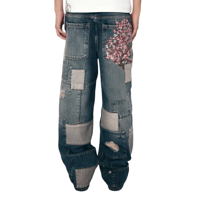 patchwork washed Denim