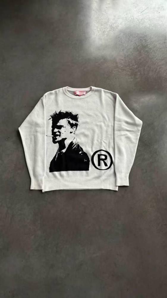 Men's blouses fashion Y2K warm loose loose normal image printing a long sleeve blouse hip hop -knitted graphic jacket