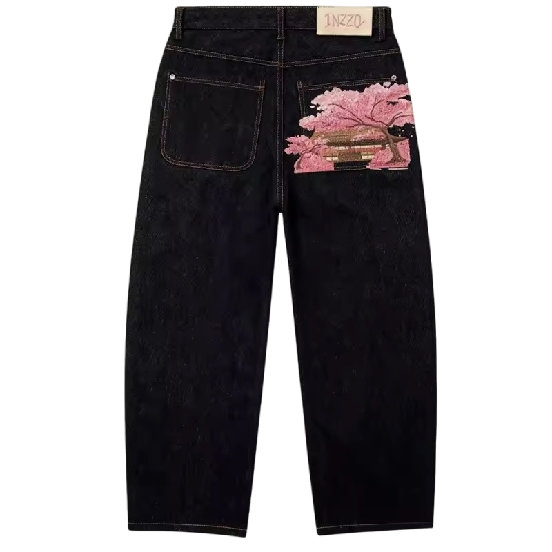 CHERRY BLOSSOM TEMPLE BLACK DENIM