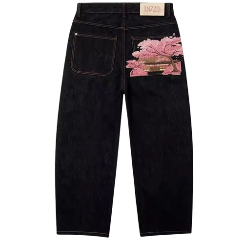 CHERRY BLOSSOM TEMPLE BLACK DENIM