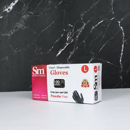 قفازات فينيل أسود 100 حبة - مقاس L