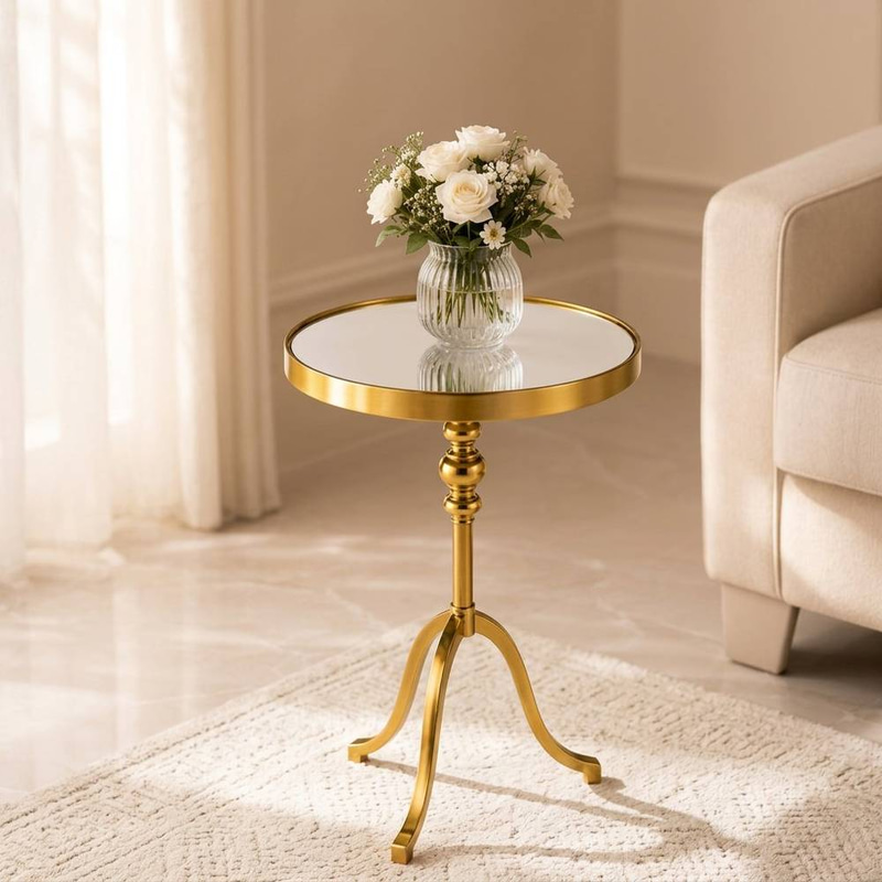 طاولة ذهبي - سطح&nbsp;مراية 35*55 cm