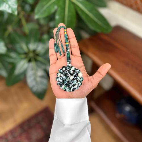مسباح بكلايت أبيض وأخضر تفصال زيتي