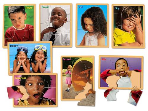 Moods & Emotions Wooden Puzzle Set – 8 Puzzles (Photo Puzzles of Kids Expressing Different Emotions)
