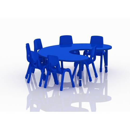 Multi-Level Crescent Table 180×120 cm - Blue