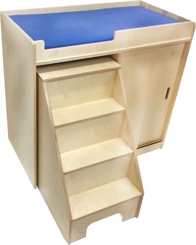 Baby Changing Table – Size 1100×600×950 mm (Made of 18mm Birch Plywood, 4 Slide In/Out Steps, Sliding Door for Storage Unit, Top Mattress 50mm High Quality Foam)