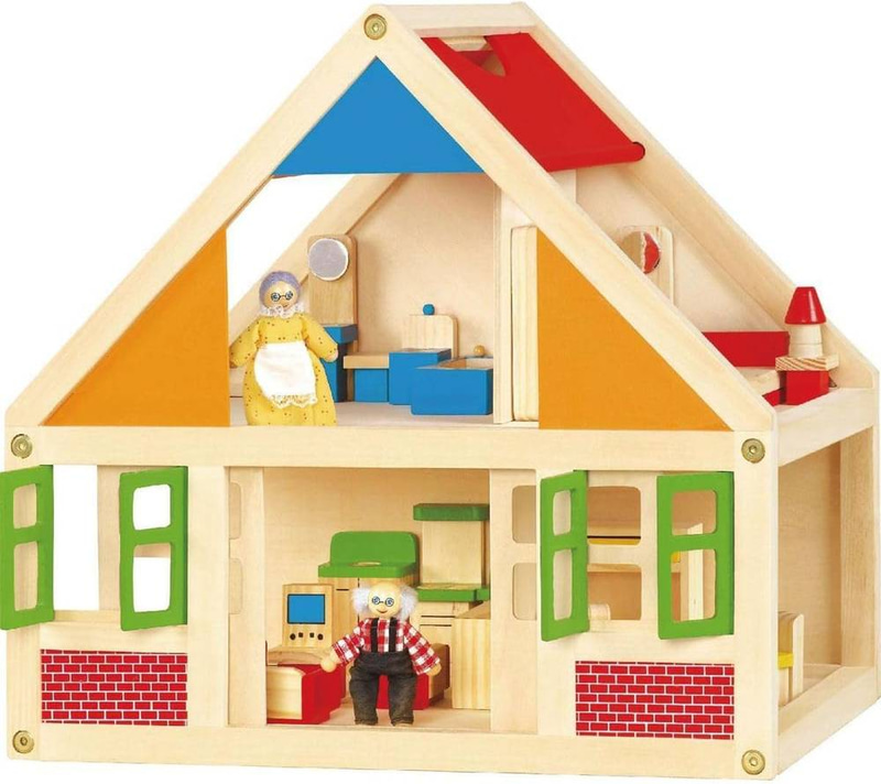 بيت دمى خشبي (للعب التخيلي وتنمية المهارات الاجتماعية)