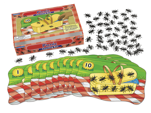 Picnic Counting Box – 10 Numbered Mats + 55 Ant Manipulatives