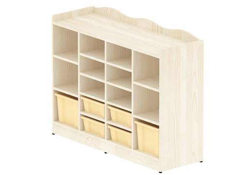 16 Compartment Storage Unit 2K Without Bins - Wooden Color