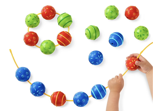 Sensory Beads Lacing Set – 18 Chunky Beads (Fun Patterns & Textures with Firm Yet Flexible Laces)