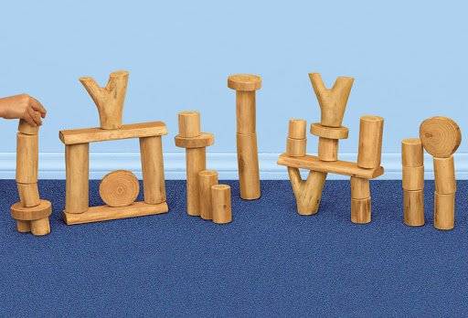 مكعبات طبيعة خشبية – 36 قطعة (للبناء والإحساس بالقوام الطبيعي والحلقات الخشبية)