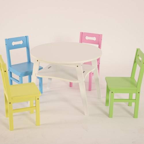 Round Table with Colorful Chairs - 4 Chairs