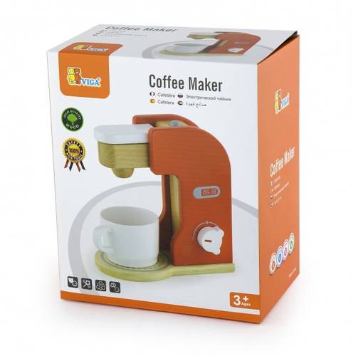 Wooden Coffee Maker Playset (with Cup and Coffee Piece)