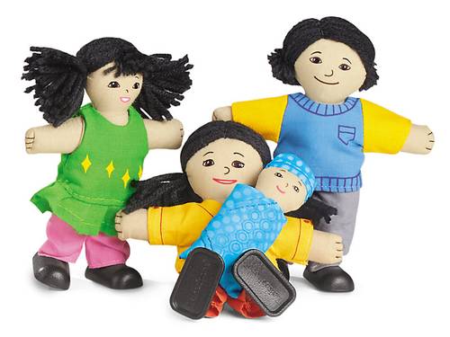 Soft & Poseable Asian Family – 5 Dolls (Squeezably Soft, Big Feet to Stand Alone, Bendable Arms, Legs & Torsos, Fathers Measure 5