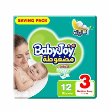 Babyjoy Compressed Diapers Size 3 - 12 Diapers