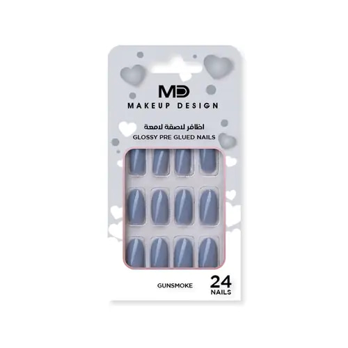 MD Glossy Press-On Nails Gun Smoke NG01