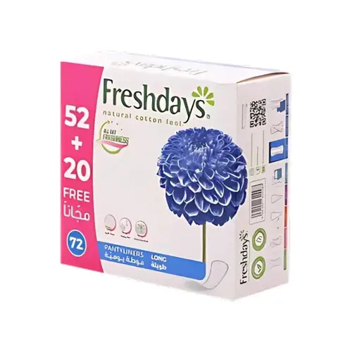 Freshdays Panty Liners, Long 72 Pads