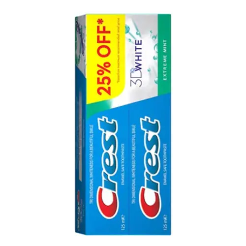 Crest 3D White Power Mint Toothpaste 2*125ml +25% Free