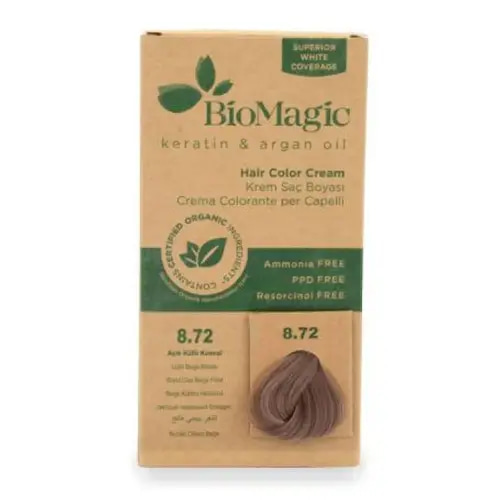 BioMagic Ammonia Free Hair Color 8.72 Light Beige Blonde 150ml