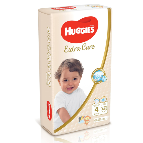 Huggies Premium Care Diapers, Size 4, 8-14 kg, Jumbo Pack, 68 Count