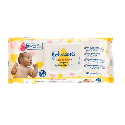 Johnson's Sensitive Baby Wipes - 56 Wipes