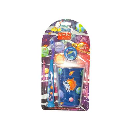 Norsina Kids Toothbrush with Cover & Cup Space Theme
