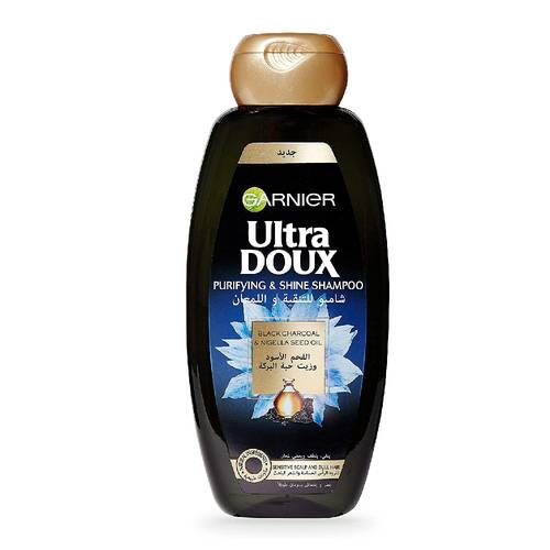 Garnier Ultra Doux Purifying & Shine Shampoo with Black Charcoal & Black Seed Oil - 400ml