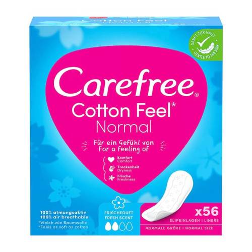 Carefree Panty Liners 56 Pads Cotton Soft Feel Fresh - Regular