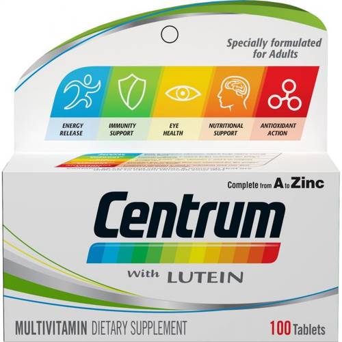 Centrum with lutein, tablets, multivitamins and minerals - 100 tablets