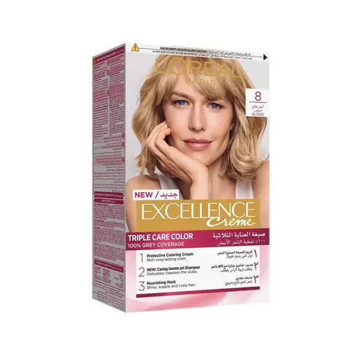 L'Oreal Paris Excellence Creme Triple Care Hair Color - Light Blonde 8