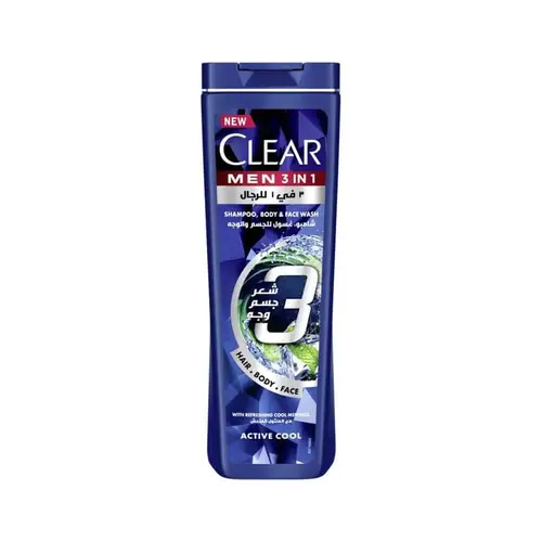 Clear Men 3 in 1 Active Cool Shampoo, Body & Face Wash - 400ml