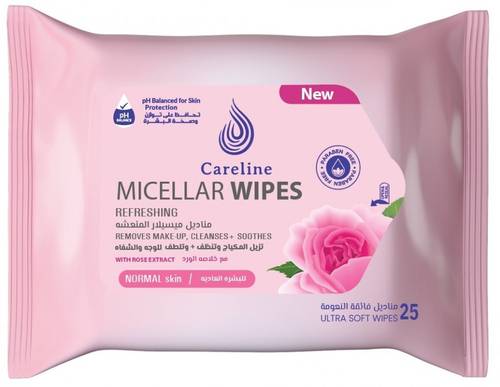 Careline Refreshing Rose Micellar Makeup Remover Wipes 25pcs