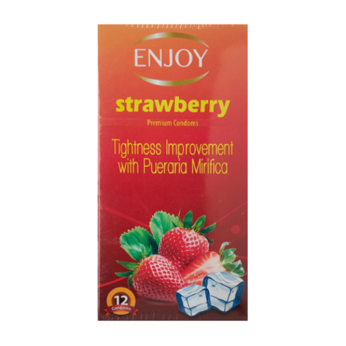 Enjoy Strawberry Flavored Condoms 12 Pack