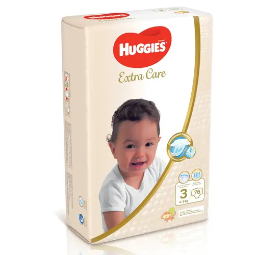 Huggies Premium Care Diapers, Size 3, 4-9 kg, Jumbo Pack, 76 Count