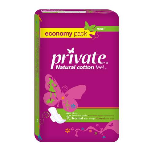 Private Maxi Wings Sanitary Pads Normal Long 16 Pads