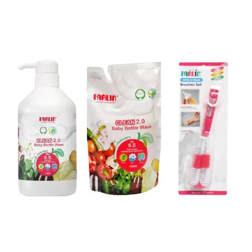 Farlin Baby Bottle Cleanser Set 700ml + Refill + Brush