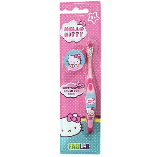 Fab Lab Kids Toothbrush with Toy – Soft Bristles Hello Kitty
