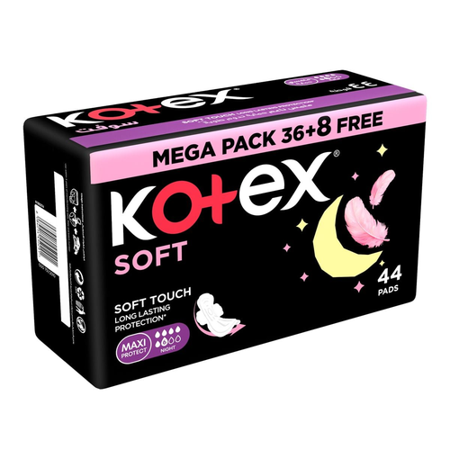 Kotex Soft Night Pads Value Pack 44 Pads