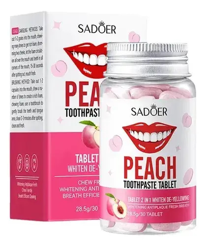 SADOER Peach Whitening Toothpaste Tablets 30pcs