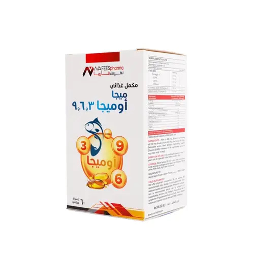 نفيس فارما مكمل غذائي ميجا اوميجا 9,6,3 - 60 كبسولة جلاتينية