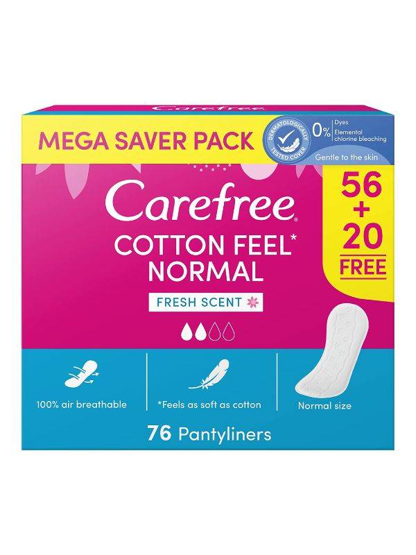 Carefree Fresh Scent Panty Liners, (20+56 Free Offer) 76 Pads