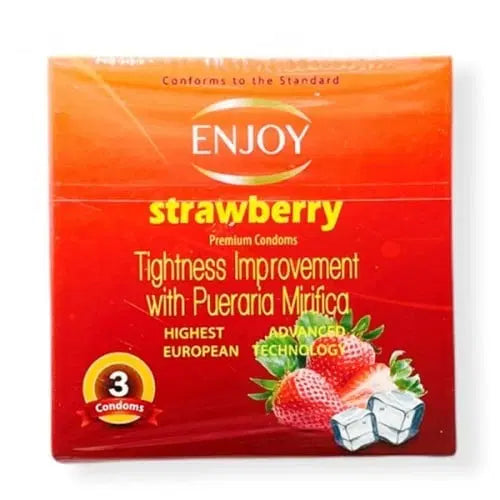 Enjoy Strawberry Flavored Condoms 3 Pack
