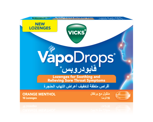 Vicks VapoDrops Menthol with Orange 16 Tablets